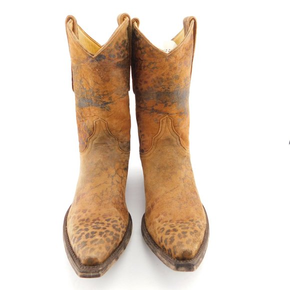 New OLD GRINGO Brown Leopard Print Leather Block Heel Western Boots 8 - Picture 3 of 8
